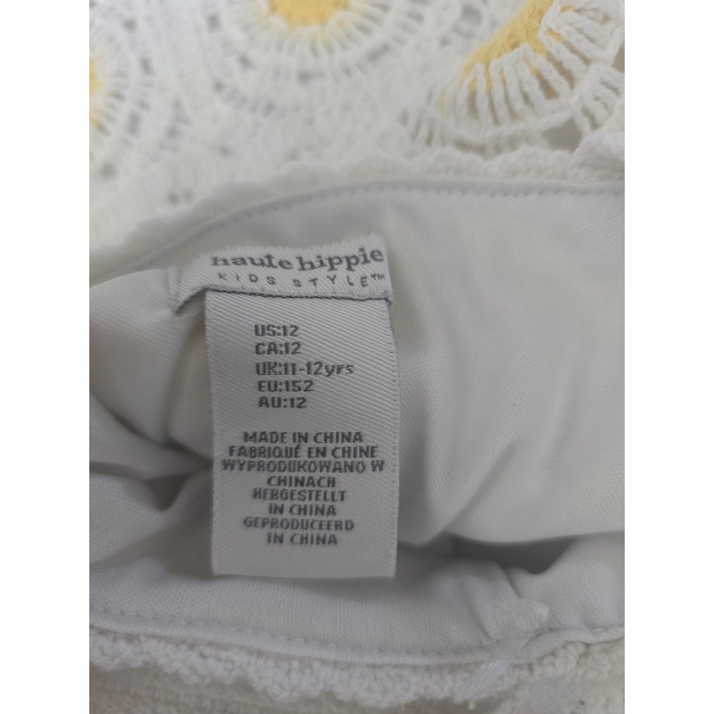 Haute Hippie Kids Style Girls White Yellow Daisy‎ Crochet Knit Dress Size 12 - Picture 5 of 6